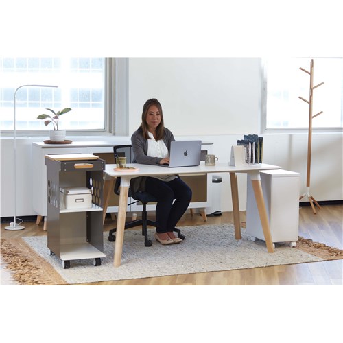 Focus Private Office - Resi Desk, Cabinet, Ped, Coat Tree, Mini Rolling Cart