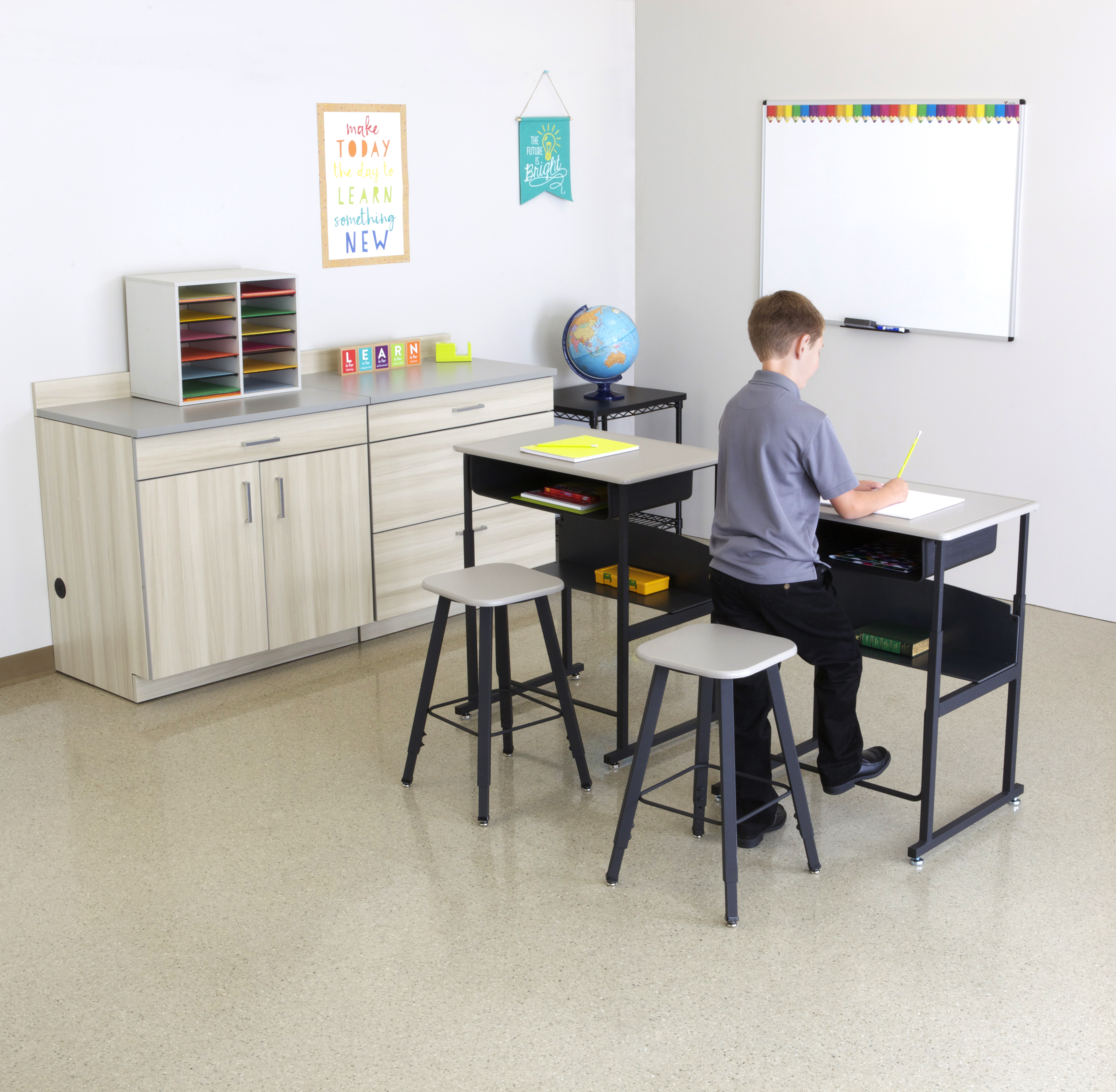 AlphaBetter® Adjustable-Height Student Stool with Thermoplastic