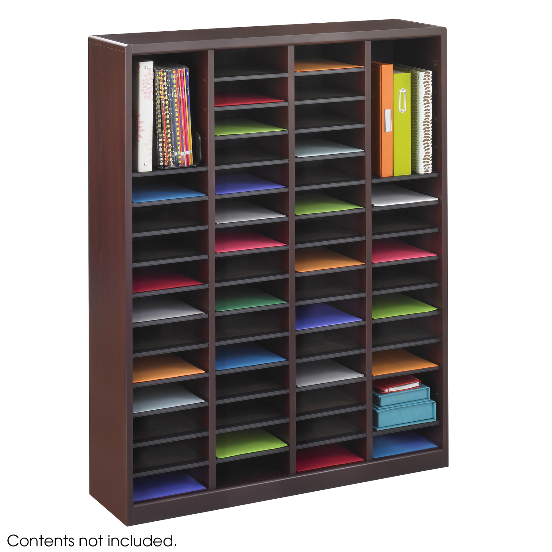 60 Compartment Mahogany Safco Products 9355MH Literature Organizer with Doors 