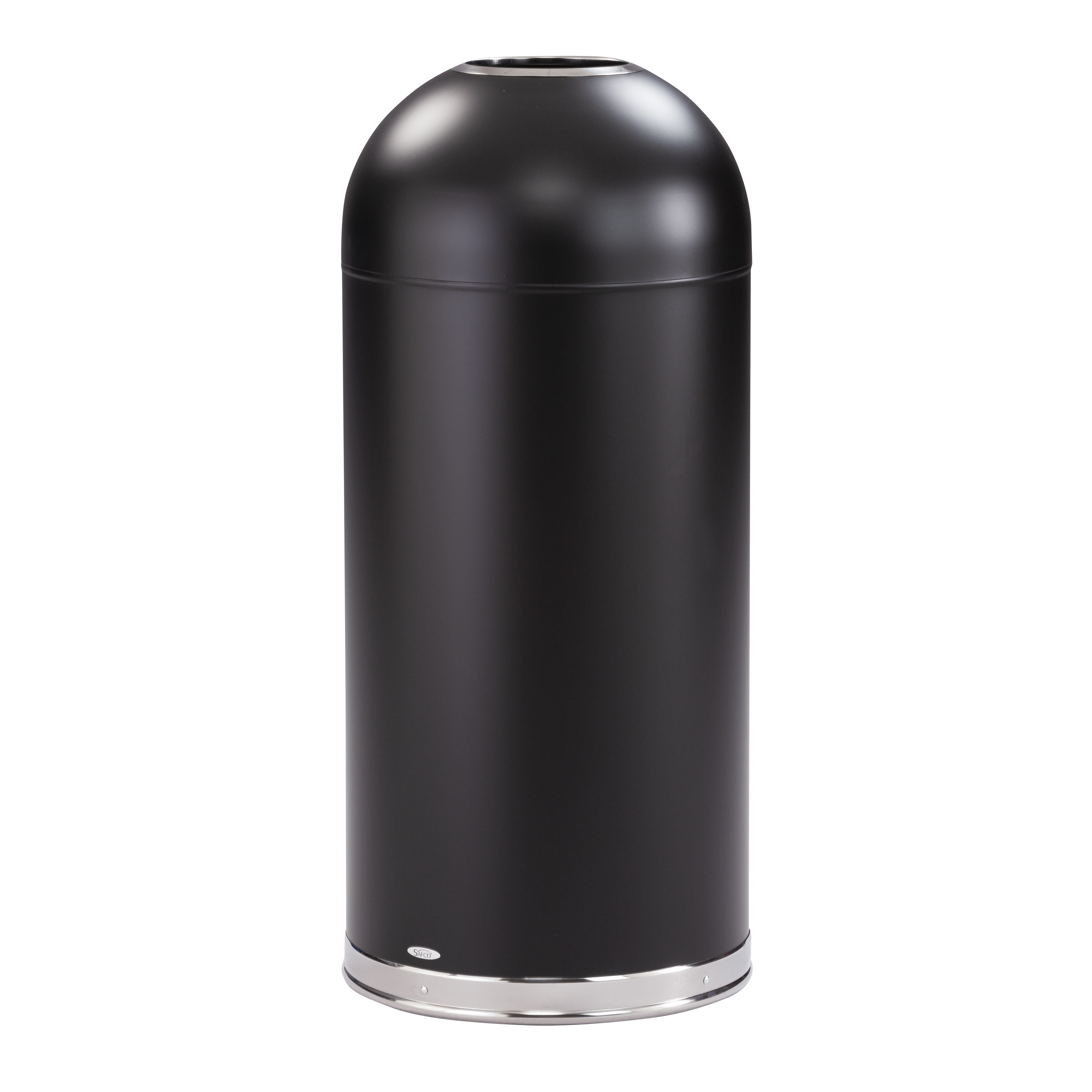 Safco Open Top Round Waste Receptacle Steel 30 Gal Black