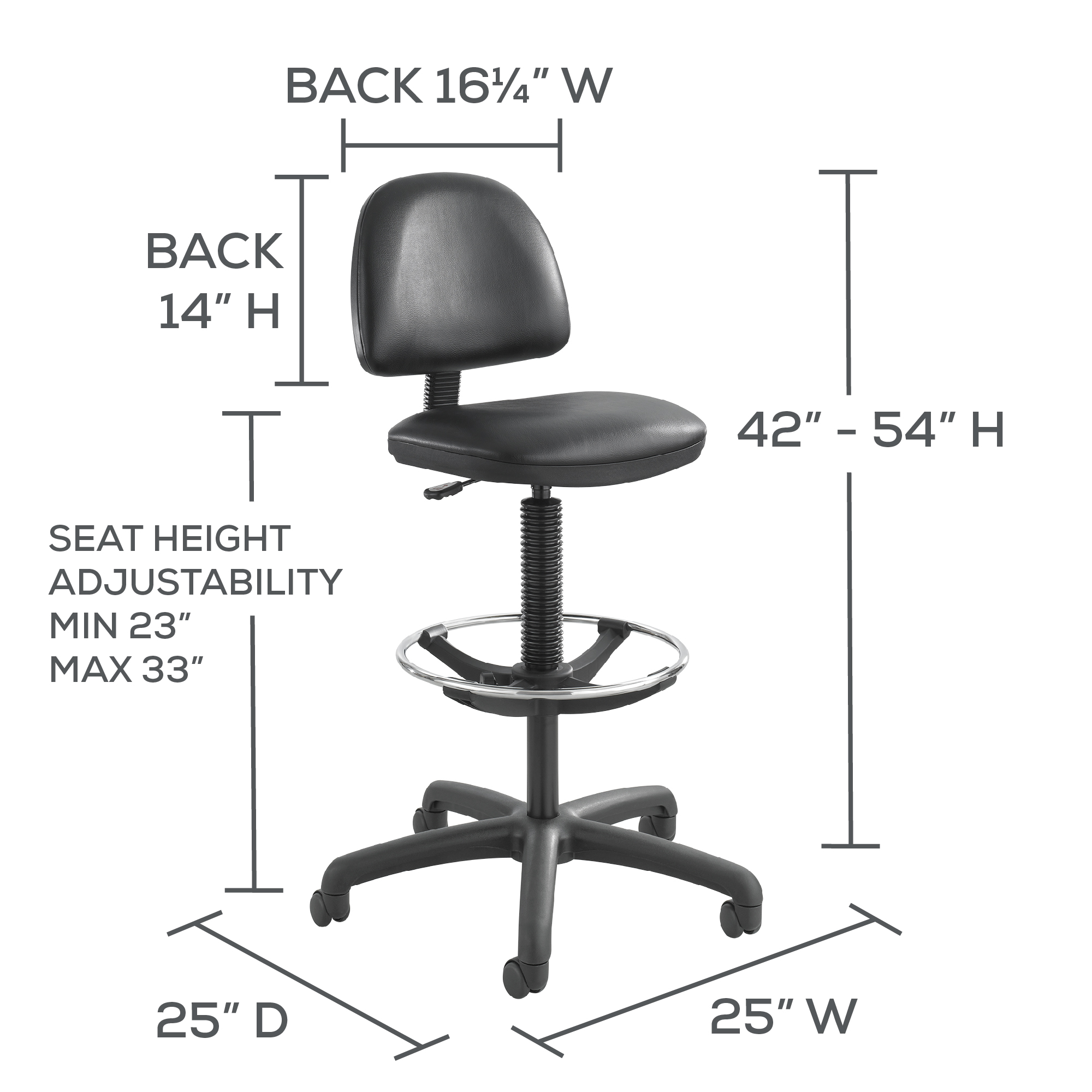 Precision Vinyl Extended-Height Chair with Footring | Safco Products