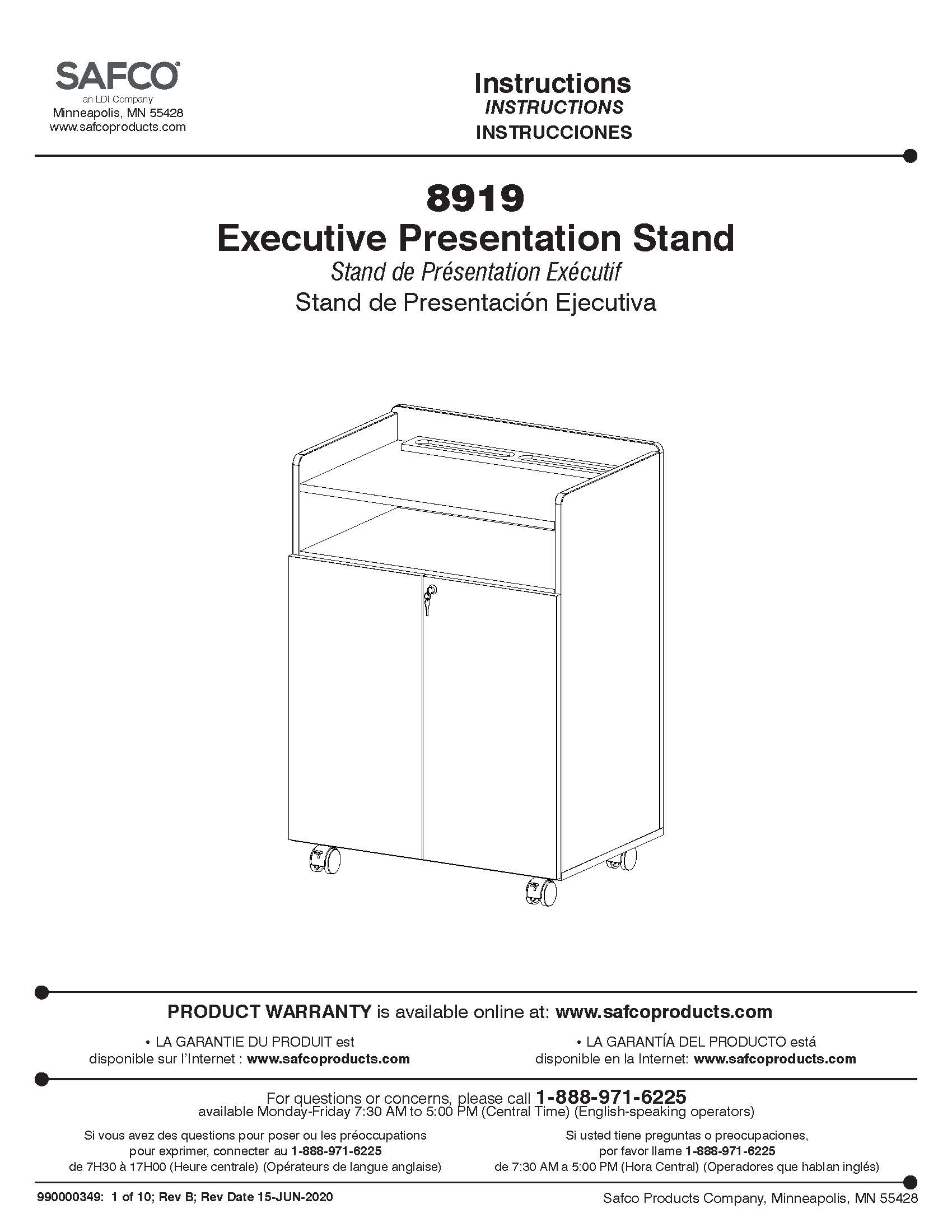 Executive Presentation Stand Assembly Instructions Safco Products