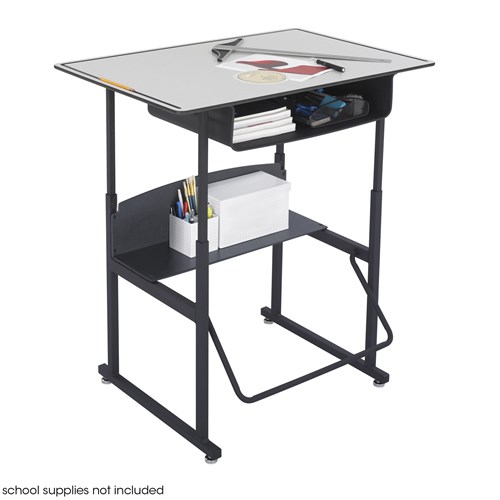 safco AlphaBetter® Adjustable-Height Stand-Up Desk 36 x 24" with Book Box and Swinging Footrest Bar