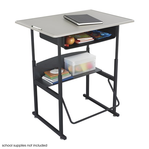 safco AlphaBetter® Adjustable-Height Stand-Up Desk 36 x 24" Standard Top Book Box and Swinging Footrest Bar