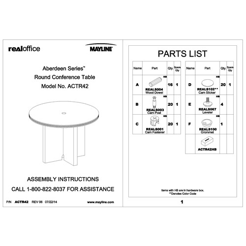 Series 42 Round Conference Table, Table Assembly Instructions