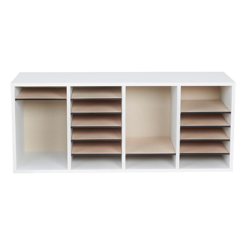 AdirOffice 12 Compartment Wood Adjustable Literature Organizer, White (2-Pack)